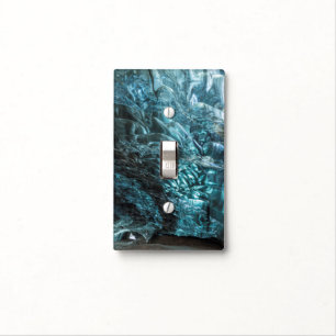 Blue ice of an ice cave, Iceland Light Switch Cover