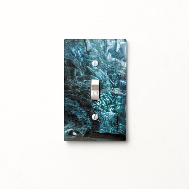 Blue ice of an ice cave, Iceland Light Switch Cover (In Situ)