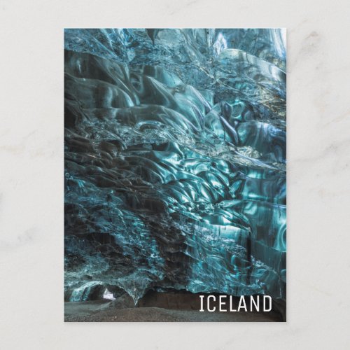 Blue ice of an ice cave Iceland Postcard