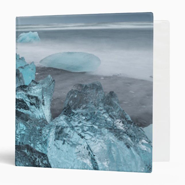 Blue ice on beach seascape, Iceland Binder (Front/Inside)