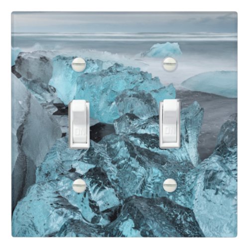 Blue ice on beach seascape Iceland Light Switch Cover