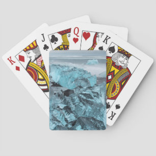 Blue ice on beach seascape, Iceland Poker Cards