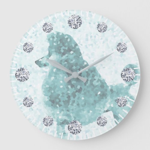 Blue Ice Posh Poodle Diamond Hour Large Clock