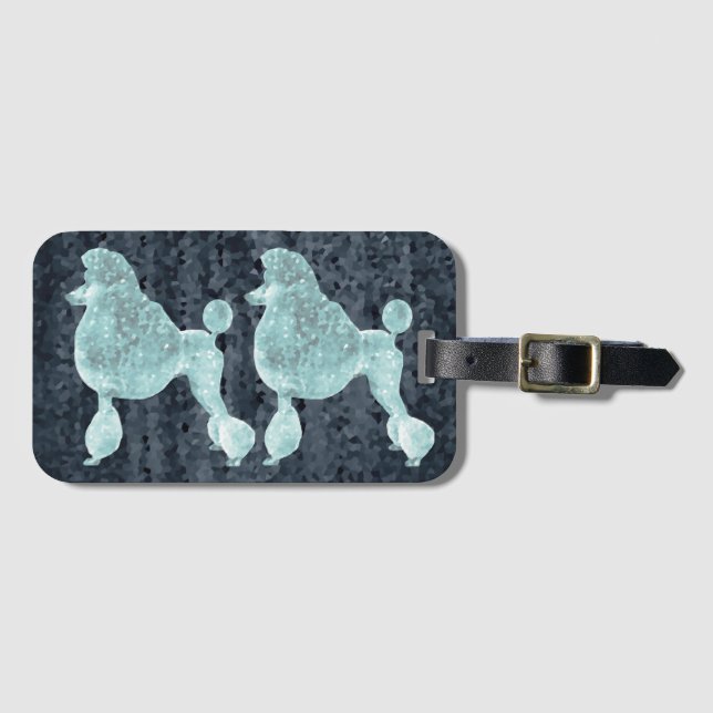 Blue Ice Posh Poodle Night Gray Luggage Tag (Front Horizontal)