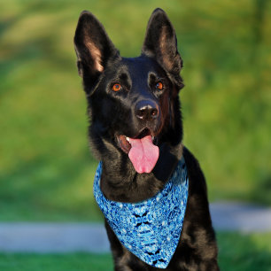 Blue Ice Rose Abstract Photo Edit tiled Pet Bandana Collar