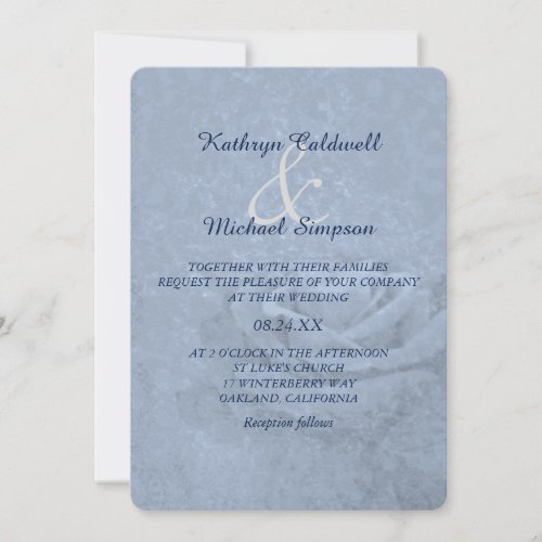 Blue Ice Rose Wedding Invitation