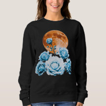 Blue Ice Roses & Orange Blood Moon Celestial Graph