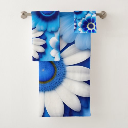 Blue ice seamless flowers Bathroom Towel Set  
