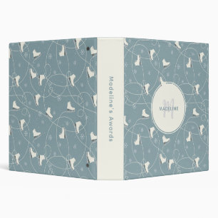 Blue Ice Skate Snowflake Pattern 3 Ring Binder