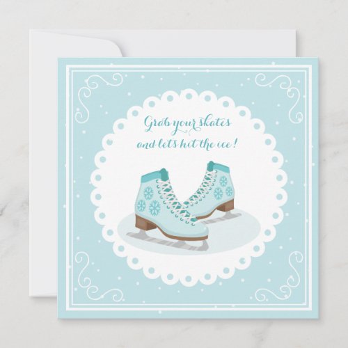 Blue Ice Skates Invitation