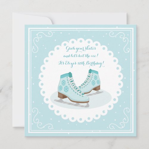 Blue Ice Skates Invitation