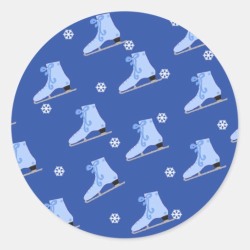 Blue Ice Skating  Classic Round Sticker