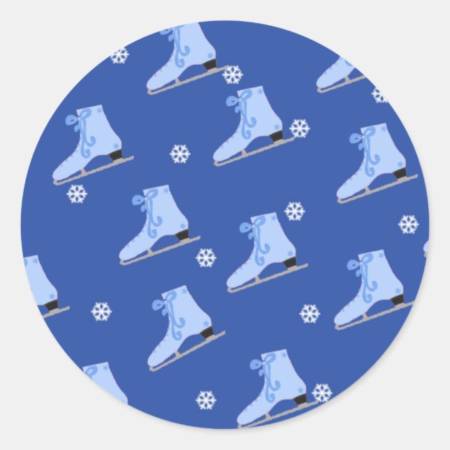 Blue Ice Skating  Classic Round Sticker (Front)