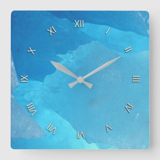 Blue Ice Square Wall Clock