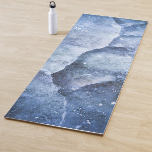Blue Ice Surface Crack Photograph Yoga Mat