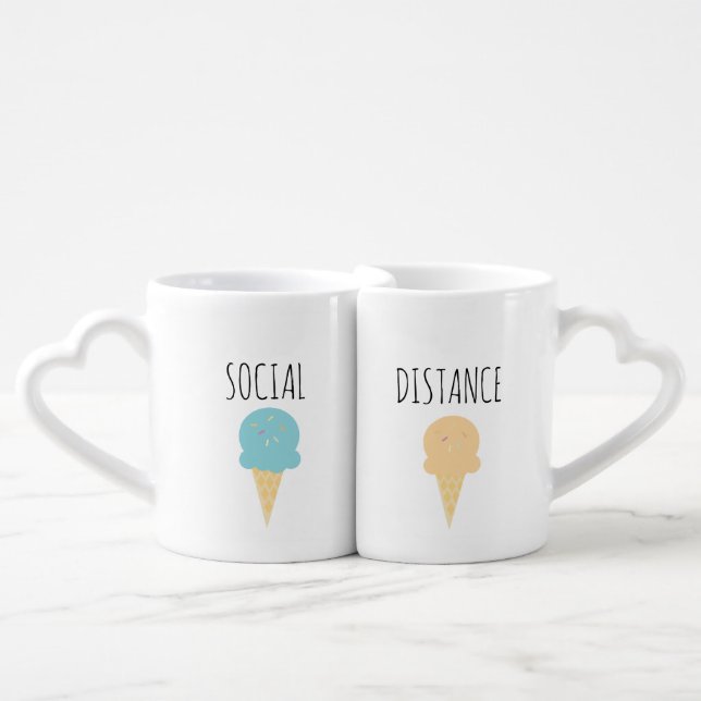 Blue Icecream and Mix Sprinkles Social Distance Coffee Mug Set (Front Nesting)