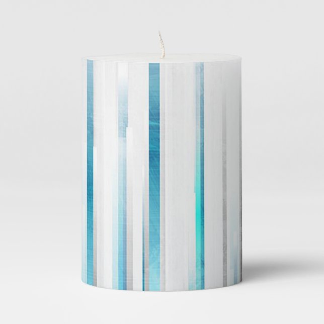 Blue Icecycles Pillar Candle (Front)