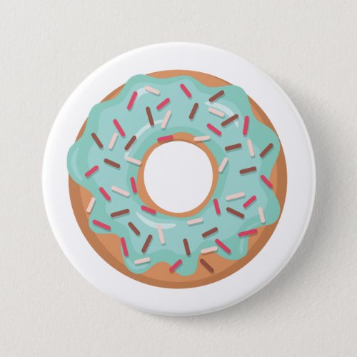 Blue Iced Donut With Sprinkles Button