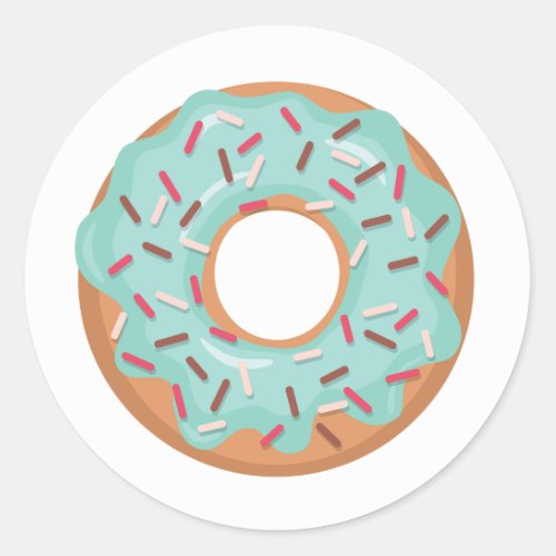  Blue Iced Donut With Sprinkles Classic Round Sticker