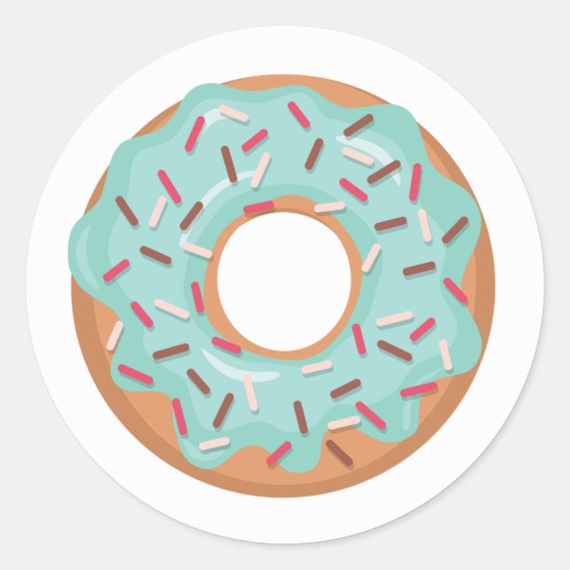 Blue Iced Donut With Sprinkles Classic Round Sticker (Front)