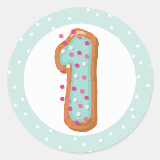  Blue Iced Donuts Number 1 One Baby First Birthday Classic Round Sticker (Front)