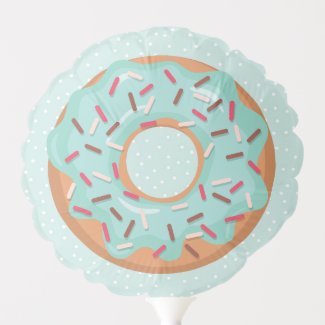 Blue Iced Donuts With Sprinkles Birthday Party Balloon