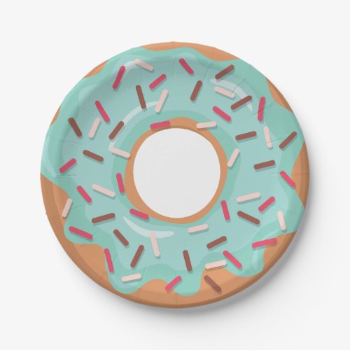 Blue Iced Donuts With Sprinkles Birthday Party Paper Plates