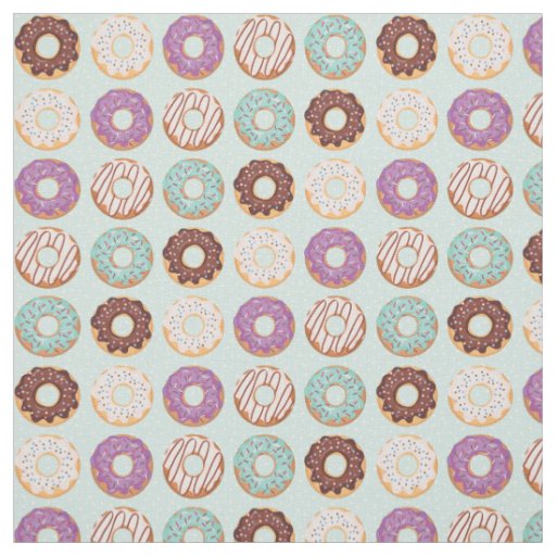 Blue Iced Donuts With Sprinkles Pattern Party Fabric