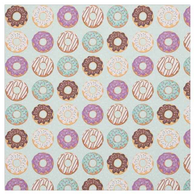 Blue Iced Donuts With Sprinkles Pattern Party Fabric (Swatch)
