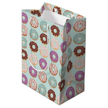 Blue Iced Donuts With Sprinkles Pattern Party Medium Gift Bag by CyanSkyCelebrations at Zazzle