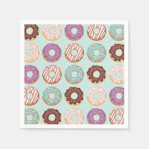 Blue Iced Donuts With Sprinkles Pattern Party Napkins