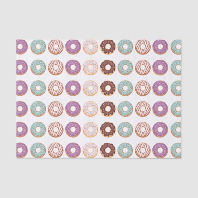 Blue Iced Donuts With Sprinkles Pattern Party Tissue Paper (Front)
