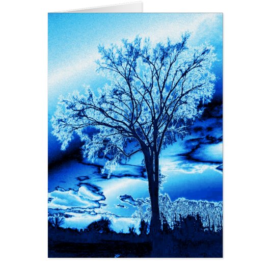 Blue Iced Tree Card (blank) (Front)