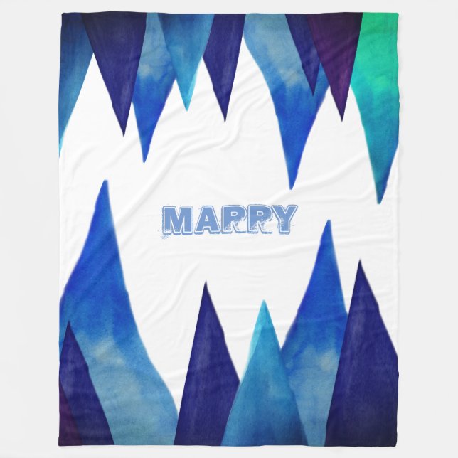 Blue Icicles Custom Name Fleece Blanket (Front)