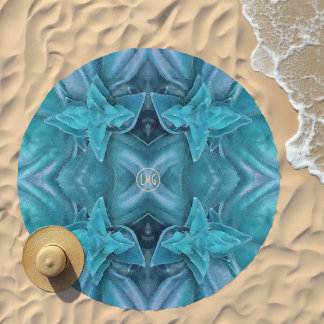 Blue Icing Abstract round  Beach Towel