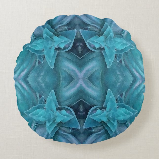 Blue Icing Abstract Round Pillow (Front)