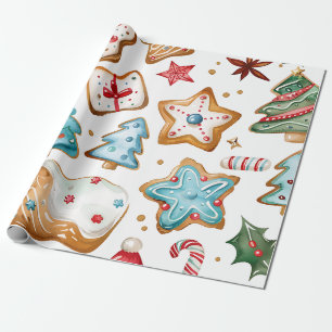 Blue Icing Christmas Cookies Wrapping Paper
