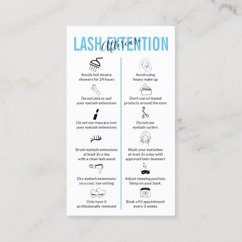 Blue Icon Lash Extension Aftercare Business Card