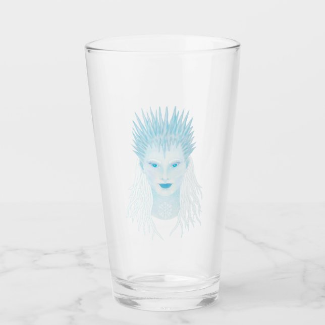 Blue icy winter queen with icicle crown glass (Front)