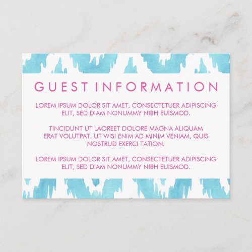 Blue Ikat Guest Information Enclosure Card