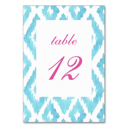 Blue Ikat Table Number