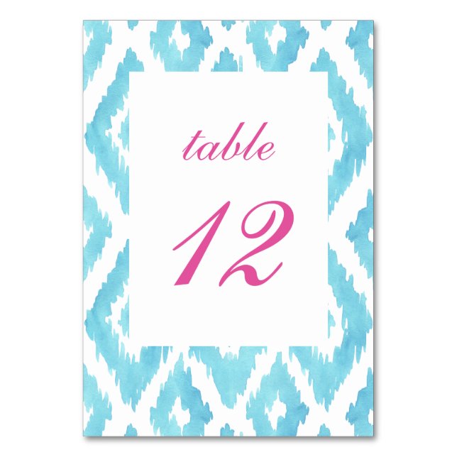 Blue Ikat Table Number (Front)