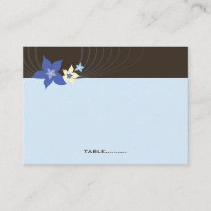 Blue Ikebana Frangipani Tropical Wedding Guest Place Card