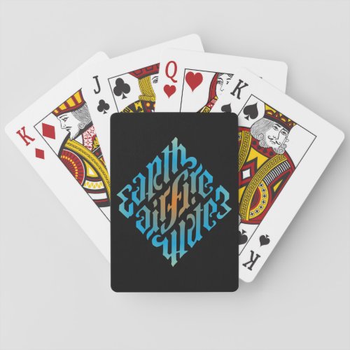 Blue Illuminati Elements Symbol Playing Cards