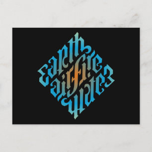 Blue Illuminati Elements Symbol Postcard