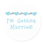 Blue I'm Getting Married Classic Round Sticker
