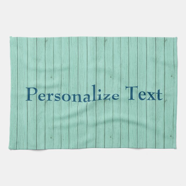 Blue Image of Wood Personalize Towel (Horizontal)