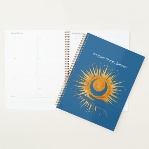 Blue Imagine Dream Believe Gold Orange Sun Hand Planner