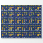 [ Thumbnail: Blue, Imitation Gold Look "18th Birthday" Wrapping Paper ]