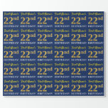 [ Thumbnail: Blue, Imitation Gold Look "22nd Birthday" Wrapping Paper ]